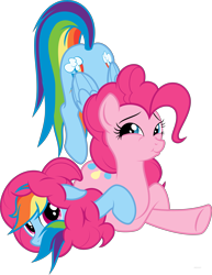 Size: 5995x7785 | Tagged: safe, artist:randomlywhimsical, pinkie pie, rainbow dash, earth pony, pegasus, pony, absurd resolution, now you're thinking with portals, portal, simple background, transparent background, vector