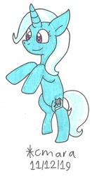 Size: 595x1081 | Tagged: safe, artist:cmara, derpibooru import, trixie, pony, unicorn, rearing, solo, traditional art