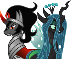 Size: 5000x4127 | Tagged: safe, artist:kamyk962, artist:rossmaniteanzu, king sombra, queen chrysalis, changeling, changeling queen, pony, unicorn, absurd resolution, simple background, transparent background, vector