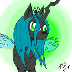 Size: 512x512 | Tagged: safe, artist:jtkm, queen chrysalis, changeling, changeling queen, female, green eyes, solo