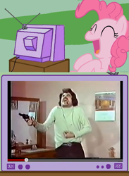 Size: 563x770 | Tagged: safe, pinkie pie, pony, exploitable meme, laughing, meme, tv meme, worst movie death scene ever