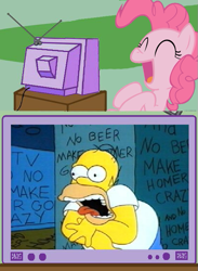 Size: 563x770 | Tagged: safe, pinkie pie, pony, exploitable meme, homer simpson, meme, the simpsons, tv meme