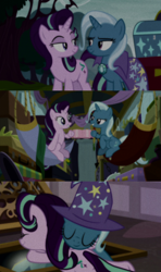 Size: 1280x2160 | Tagged: safe, artist:jerryakiraclassics19, derpibooru import, edit, edited screencap, screencap, starlight glimmer, trixie, pony, best gift ever, road to friendship, the ending of the end