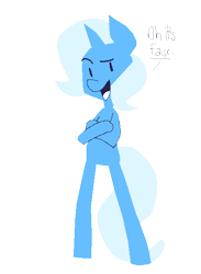 Size: 441x603 | Tagged: safe, artist:fauxsquared, derpibooru import, trixie, pony, bipedal, crossed arms, simple background, solo