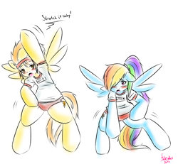 Size: 1280x1182 | Tagged: safe, artist:fatcakes, rainbow dash, spitfire, pegasus, pony, 30 minute art challenge, costume