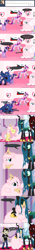 Size: 650x4625 | Tagged: safe, artist:mixermike622, fluttershy, princess cadance, princess celestia, princess luna, queen chrysalis, twilight sparkle, twilight sparkle (alicorn), oc, oc:fluffle puff, oc:marksaline, alicorn, changeling, changeling queen, pegasus, pony, accessory swap, alicorn oc, alicorn tetrarchy, clothes, comic, costume, cute, cutedance, cutelestia, dan, dan vs, dead space, hug, marker (dead space), role reversal, tumblr:ask fluffle puff