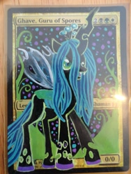 Size: 2073x2764 | Tagged: safe, queen chrysalis, changeling, changeling queen, alter, ghave guru of spores, magic the gathering, painted, trading card