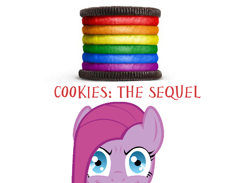 Size: 750x550 | Tagged: safe, pinkie pie, earth pony, pony, fanfic:cupcakes, oreo, pinkamena diane pie, rainbow, sequel