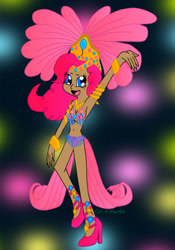 Size: 504x720 | Tagged: safe, artist:aura-cat, pinkie pie, bracelet, brazil, carnaval, carnival, headdress, humanized