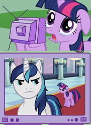 Size: 435x600 | Tagged: safe, edit, edited screencap, screencap, shining armor, twilight sparkle, pony, unicorn, a canterlot wedding, exploitable meme, meme, obligatory pony, tv meme