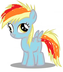 Size: 500x571 | Tagged: safe, rainbow dash, pegasus, pony, blue mane, female, mare, multicolored mane, palette swap, stylistic suck