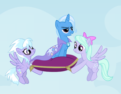 Size: 622x486 | Tagged: safe, artist:adcoon, derpibooru import, cloudchaser, flitter, trixie, pony, unicorn, female, mare