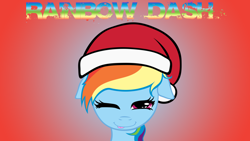 Size: 1280x720 | Tagged: safe, artist:officialfayde2012, rainbow dash, pegasus, pony, christmas, hat, santa hat, x-mas