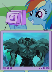 Size: 564x770 | Tagged: safe, rainbow dash, pegasus, pony, 120 percent, exploitable meme, meme, tv meme, younger toguro, yu yu hakusho