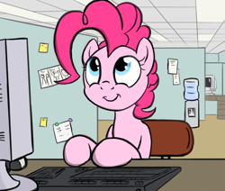 Size: 650x550 | Tagged: safe, artist:flavinbagel, pinkie pie, earth pony, pony, computer, keyboard, office, office pinkie, template, water cooler