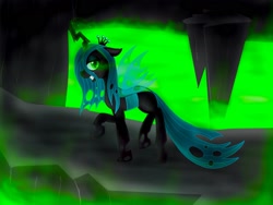 Size: 2400x1800 | Tagged: safe, artist:nicolethebluepony, queen chrysalis, changeling, changeling queen, female, horn, slime, solo