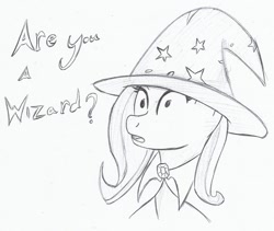 Size: 1064x896 | Tagged: safe, artist:renamon729, derpibooru import, trixie, pony, unicorn, are you a wizard, female, mare, monochrome, sketch, solo