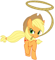 Size: 4587x5000 | Tagged: safe, artist:jessy, artist:kooner-cz, applejack, earth pony, pony, absurd resolution, lasso, mouth hold, simple background, solo, transparent background, vector