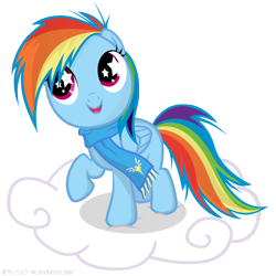 Size: 7000x7006 | Tagged: safe, artist:eugene-joe-c, rainbow dash, pegasus, pony, absurd resolution, clothes, cloud, cute, filly, scarf, simple background, transparent background, vector