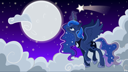 Size: 5760x3240 | Tagged: safe, artist:kitsumiro, princess luna, alicorn, pony, absurd resolution, magic, moon, moon work, moonrise, night, solo