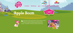 Size: 1583x736 | Tagged: safe, apple bloom, rainbow dash, scootaloo, sweetie belle, pegasus, pony, apple boom, cutie mark crusaders, minimini, official, polish, text, toy