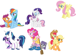 Size: 950x680 | Tagged: safe, artist:birthofthepheonix, artist:dm29, artist:incognito-i, artist:ponyhd, artist:porygon2z, artist:slb94, apple bloom, applejack, fluttershy, maud pie, pinkie pie, rainbow dash, rarity, scootaloo, shining armor, sweetie belle, twilight sparkle, earth pony, pegasus, pony, unicorn, applejack's hat, brother and sister, clothes, crying, cutie mark crusaders, dress, female, gala dress, hat, hilarious in hindsight, hug, lonely, male, oar, ponies riding ponies, pumice maud, sad, siblings, simple background, sisters, transparent background, vector