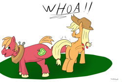 Size: 1200x800 | Tagged: safe, artist:rodolfomushi, applejack, big macintosh, earth pony, pony, male, stallion