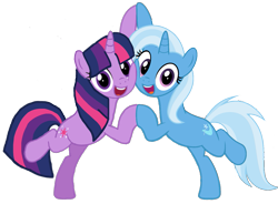 Size: 1043x766 | Tagged: safe, alternate version, artist:3d4d, artist:jhayarr23, artist:徐詩珮, derpibooru import, edit, trixie, twilight sparkle, unicorn twilight, pony, unicorn, female, lesbian, shipping, show accurate, twixie