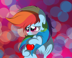 Size: 1686x1356 | Tagged: safe, artist:v-d-k, rainbow dash, pegasus, pony, blushing, heart, long mane