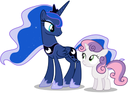 Size: 8250x6000 | Tagged: safe, artist:caliazian, princess luna, sweetie belle, alicorn, pony, for whom the sweetie belle toils, .ai available, absurd resolution, adobe illustrator, blank flank, simple background, transparent background, vector