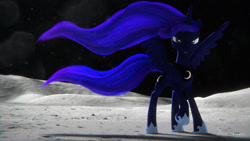 Size: 1920x1080 | Tagged: safe, artist:skunkfrakker, princess luna, alicorn, pony, 3d, cg, moon, solo