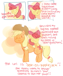 Size: 745x898 | Tagged: safe, artist:votum, apple bloom, applejack, earth pony, pony, ask apple bloom, female, filly