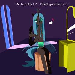 Size: 1000x1000 | Tagged: safe, artist:jun, queen chrysalis, changeling, changeling queen, english, pixiv, solo