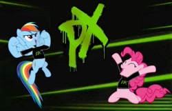 Size: 1000x642 | Tagged: safe, artist:kuren247, pinkie pie, rainbow dash, earth pony, pegasus, pony, custom, d-generation x, dx, wallpaper, wwe