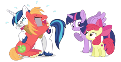 Size: 1160x600 | Tagged: safe, artist:dm29, apple bloom, big macintosh, shining armor, twilight sparkle, twilight sparkle (alicorn), alicorn, pony, unicorn, crusaders of the lost mark, big brother ponies, brother and sister, crying, cutie mark, female, liquid pride, male, mare, siblings, simple background, the cmc's cutie marks, transparent background