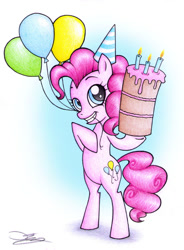 Size: 800x1087 | Tagged: safe, artist:sassafrass002, pinkie pie, earth pony, pony, cake, female, mare, pink coat, pink mane, solo