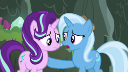 Size: 1920x1080 | Tagged: safe, derpibooru import, screencap, starlight glimmer, trixie, pony, student counsel