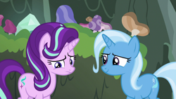 Size: 1920x1080 | Tagged: safe, derpibooru import, screencap, starlight glimmer, trixie, pony, student counsel