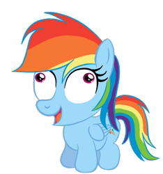 Size: 1152x1231 | Tagged: safe, artist:infernaldalek, rainbow dash, pegasus, pony, chibi, cute, derp, insanity