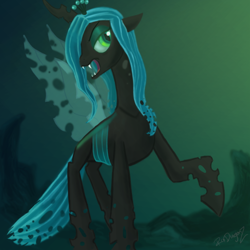 Size: 900x900 | Tagged: safe, artist:roxdragonz, queen chrysalis, changeling, changeling queen, female, solo