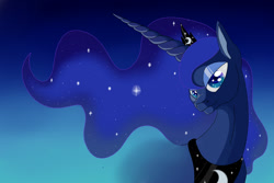 Size: 1500x1000 | Tagged: safe, artist:dustyduster, princess luna, alicorn, pony, bust, gradient background, portrait, solo