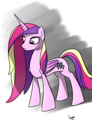 Size: 810x1100 | Tagged: safe, artist:varemia, princess cadance, alicorn, pony, female, horn, sad, solo