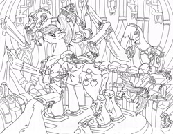 Size: 2196x1700 | Tagged: safe, artist:cobaltstratos, applejack, earth pony, pony, crossover, monochrome, solo, starcraft