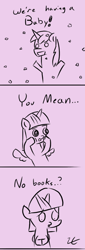 Size: 400x1173 | Tagged: safe, artist:liracrown, shining armor, twilight sparkle, twilight sparkle (alicorn), alicorn, pony, unicorn, the one where pinkie pie knows, book, disappointed, excited, female, mare, monochrome, rough sketch, simple background, that pony sure does love books, that was fast