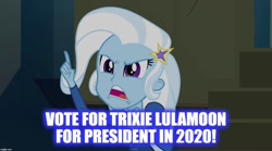 Size: 1280x714 | Tagged: safe, derpibooru import, edit, edited screencap, screencap, trixie, equestria girls, rainbow rocks, 2020, image macro, meme, text, trixie yells at everything