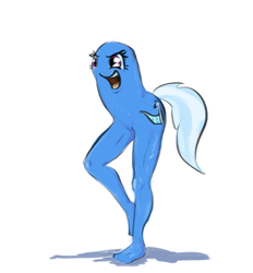 Size: 949x1023 | Tagged: artist needed, safe, derpibooru import, trixie, anthro, plantigrade anthro, 2spooky, 4chan, colored, cursed image, has magic gone too far?, has science gone too far?, meme, narpnarp, not salmon, oh god damn it no, simple background, solo, two legged creature, wat, white background, why, why would you do that