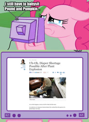 Size: 563x771 | Tagged: safe, pinkie pie, earth pony, pony, exploitable meme, female, mare, meme, pink coat, pink mane, tv meme