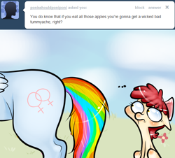 Size: 630x570 | Tagged: safe, apple bloom, rainbow dash, pegasus, pony, .mov, apple.mov, ask, ask appa blume, female, lesbian, tumblr