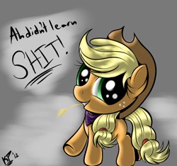 Size: 1280x1200 | Tagged: safe, artist:kinkyspree, applejack, earth pony, pony, clothes, scarf, solo, vulgar