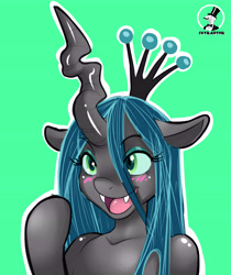 Size: 4921x5846 | Tagged: safe, artist:skyraptor, queen chrysalis, changeling, changeling queen, absurd resolution, blushing, cute, cutealis, female, smiling, solo